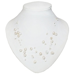 5 reihige Perlenkette echte Perlen Halskette Süßwasserperlen weiß 4117